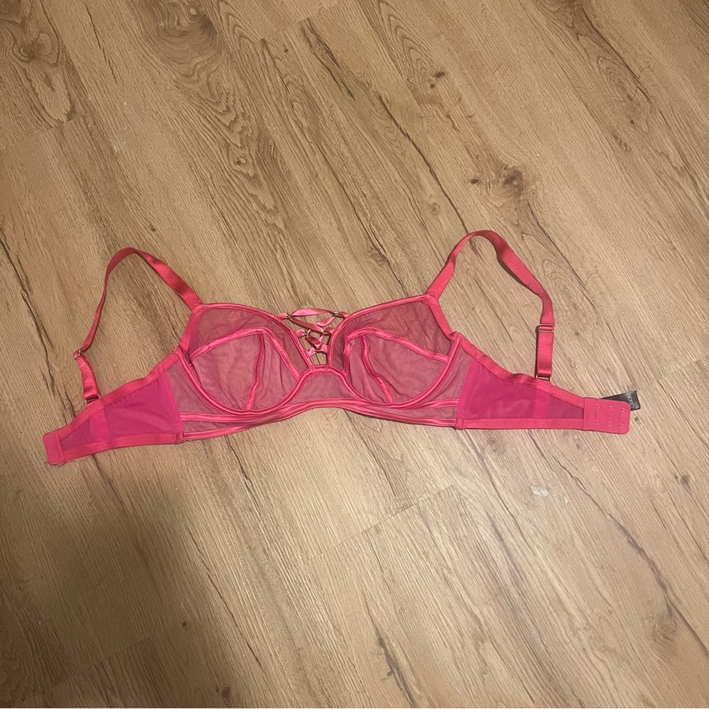 ASOS Pink Sheer Bra US size 32F corset detailing